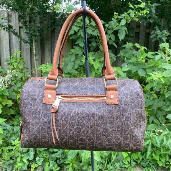 Calvin Klein Brown & Tan Signature Vinyl Handbag - Picture 12 of 12